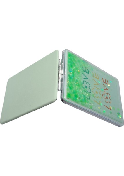Sulu ve Simli Desenli Çift Taraflı Katlanır Makyaj Aynası - Parlak ve Eğlenceli Tasarım fırsatları