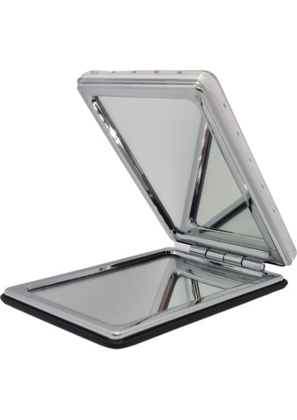 Sulu ve Simli Desenli Çift Taraflı Katlanır Makyaj Aynası - Parlak ve Eğlenceli Tasarım modelleri