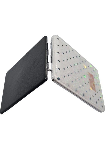 Sulu ve Simli Desenli Çift Taraflı Katlanır Makyaj Aynası - Parlak ve Eğlenceli Tasarım fırsatları