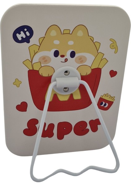 Sevimli Temalı Katlanabilir Makyaj ve Büyük Masa Aynası 16 x 12 Ayaklı Dikdörtgen ve Taşınabilir