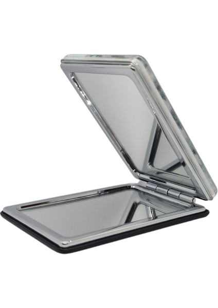 Sulu ve Simli Desenli Çift Taraflı Katlanır Makyaj Aynası - Parlak ve Eğlenceli Tasarım modelleri