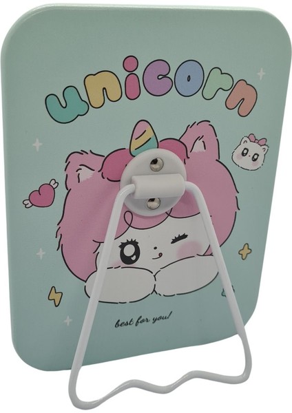 Sevimli Temalı Katlanabilir Makyaj ve Büyük Masa Aynası 16X12 Ayaklı, Dikdörtgen ve Taşınabilir