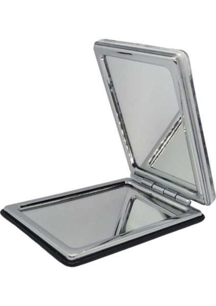 Sulu ve Simli Desenli Çift Taraflı Katlanır Makyaj Aynası - Parlak ve Eğlenceli Tasarım modelleri