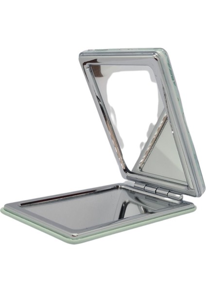 Sulu ve Simli Desenli Çift Taraflı Katlanır Makyaj Aynası - Parlak ve Eğlenceli Tasarım modelleri