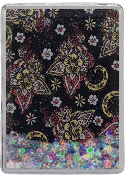 Sulu ve Simli Desenli Çift Taraflı Katlanır Makyaj Aynası - Parlak ve Eğlenceli Tasarım modelleri