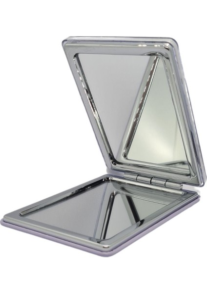 Sulu ve Simli Desenli Çift Taraflı Katlanır Makyaj Aynası modelleri