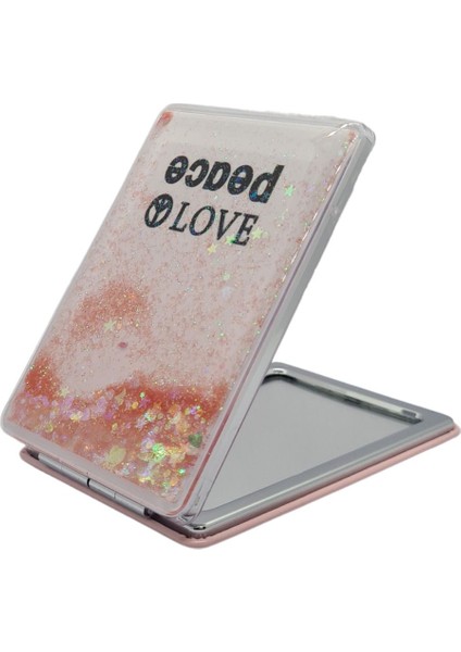 Sulu ve Simli Desenli Çift Taraflı Katlanır Makyaj Aynası - Parlak ve Eğlenceli Tasarım