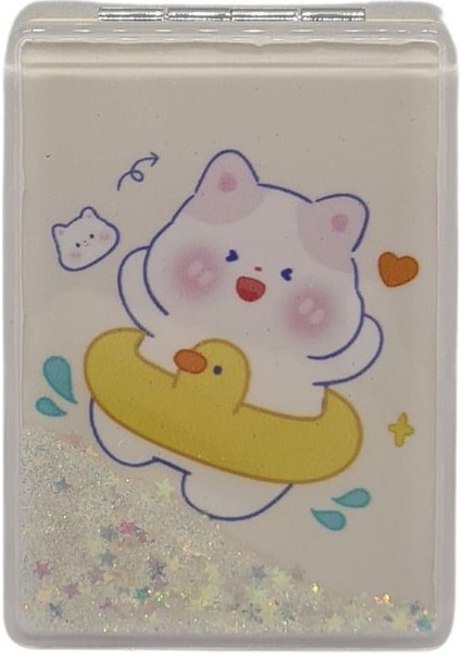 Sulu ve Simli Desenli Çift Taraflı Katlanır Makyaj Aynası - Parlak ve Eğlenceli Tasarım fiyatları