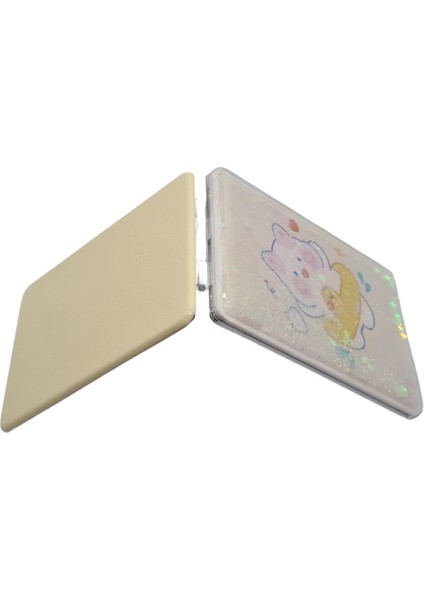 Sulu ve Simli Desenli Çift Taraflı Katlanır Makyaj Aynası - Parlak ve Eğlenceli Tasarım fırsatları