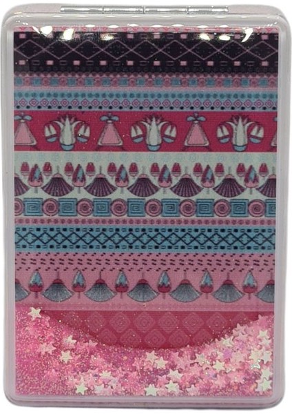 Sulu ve Simli Desenli Çift Taraflı Katlanır Makyaj Aynası - Parlak ve Eğlenceli Tasarım fiyatları