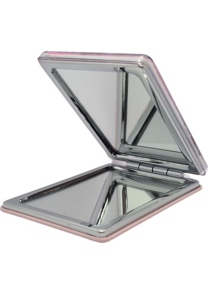 Sulu ve Simli Desenli Çift Taraflı Katlanır Makyaj Aynası - Parlak ve Eğlenceli Tasarım modelleri