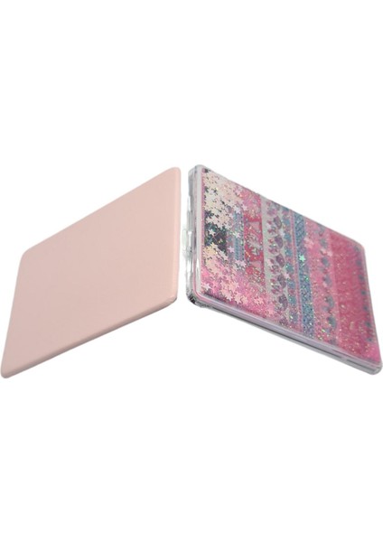 Sulu ve Simli Desenli Çift Taraflı Katlanır Makyaj Aynası - Parlak ve Eğlenceli Tasarım fırsatları