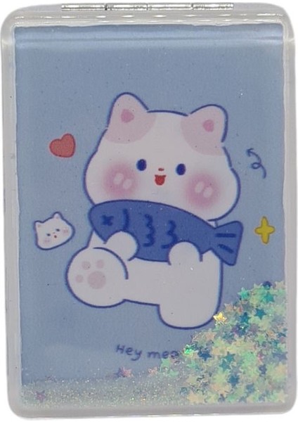 Sulu ve Simli Desenli Çift Taraflı Katlanır Makyaj Aynası - Parlak ve Eğlenceli Tasarım fiyatları