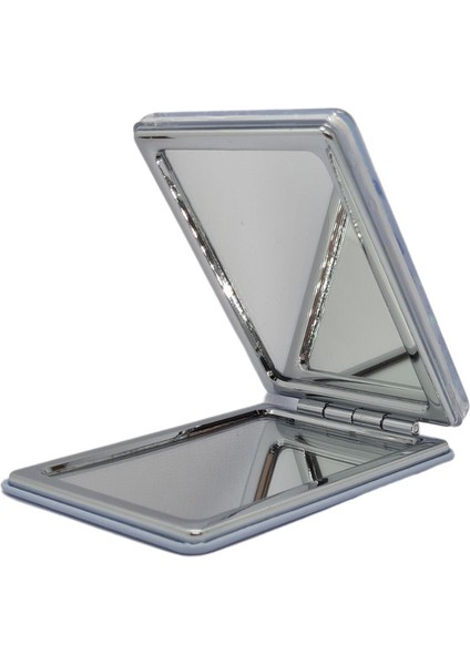 Sulu ve Simli Desenli Çift Taraflı Katlanır Makyaj Aynası - Parlak ve Eğlenceli Tasarım modelleri