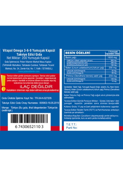 Omega 3,6,9 200 Softgels