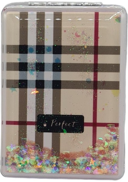 Sulu ve Simli Desenli Çift Taraflı Katlanır Makyaj Aynası - Parlak ve Eğlenceli Tasarım fiyatları