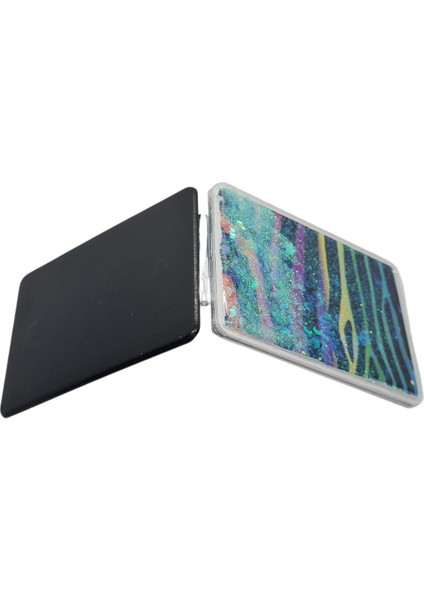 Sulu ve Simli Desenli Çift Taraflı Katlanır Makyaj Aynası - Parlak ve Eğlenceli Tasarım fırsatları