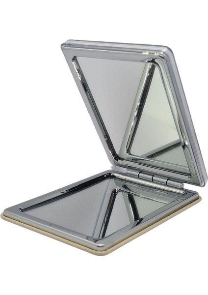 Sulu ve Simli Desenli Çift Taraflı Katlanır Makyaj Aynası - Parlak ve Eğlenceli Tasarım fırsatları