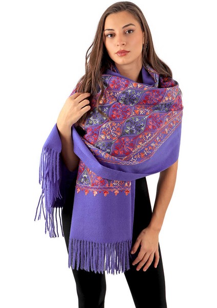 Mor Nakışlı Kışlık Şal fiyatları