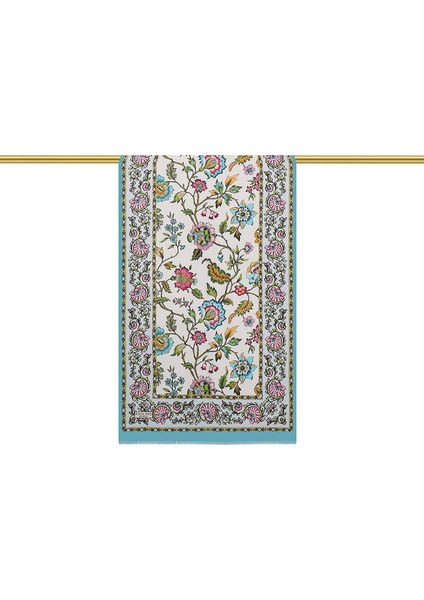 Mavi Lilyum Desen Vual Ipek Fular modelleri