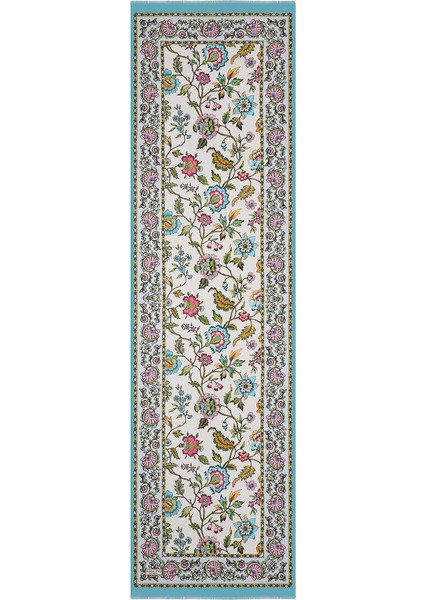 Mavi Lilyum Desen Vual Ipek Fular fırsatları