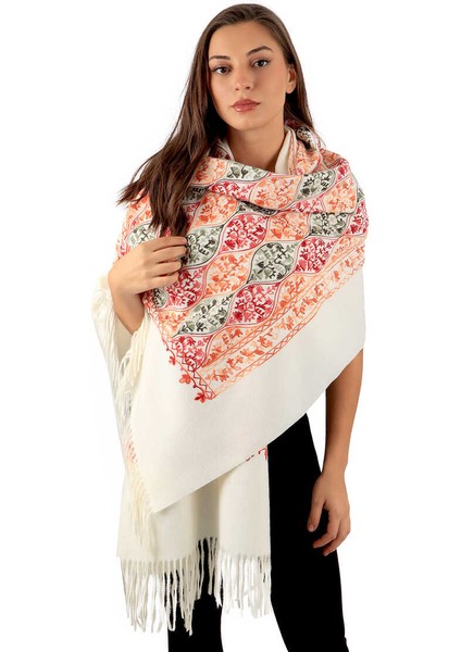 Krem Nakışlı Kışlık Şal fiyatları