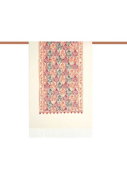 Krem Nakışlı Kışlık Şal modelleri