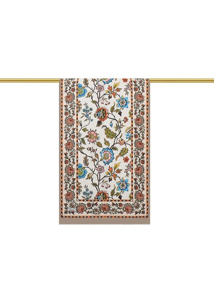 Bej Lilyum Desen Vual Ipek Fular modelleri