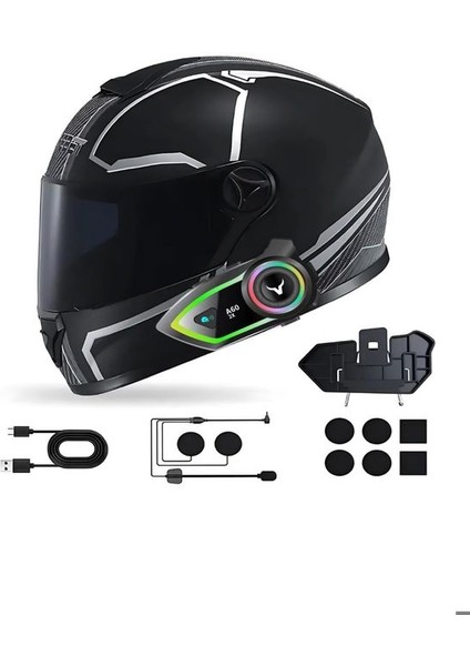 A602X IP67 Su Geçirmez 2 Kişi 300M İNTERKOM RGB Işık Wireless Motor Motosiklet Kask Kulaklığı