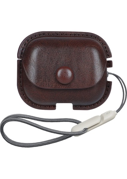 Litchi Doku Pu Deri Airpods Pro 2 Için Kordonlu Kulaklık Kılıfı (Yurt Dışından)