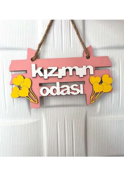 Ahşap Kapı ve Duvar Süsü Renkli Kızımın Odası Yazısı Çocuklar Için Hediyelik (24*14 Cm)
