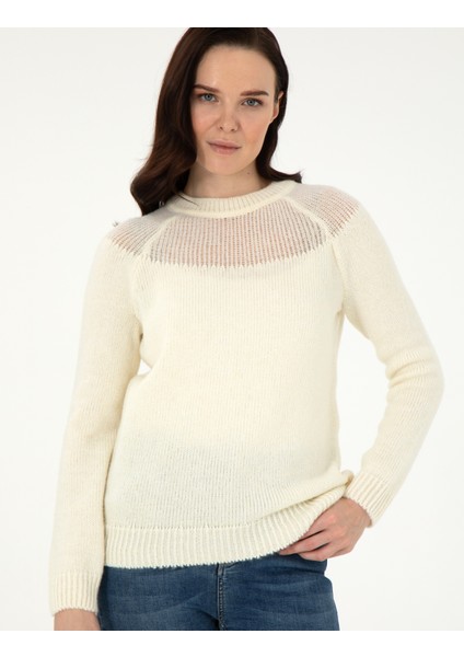 Kadın Ekru Regular Fit Yün Karışımlı Kazak 50291359-VR019 modelleri