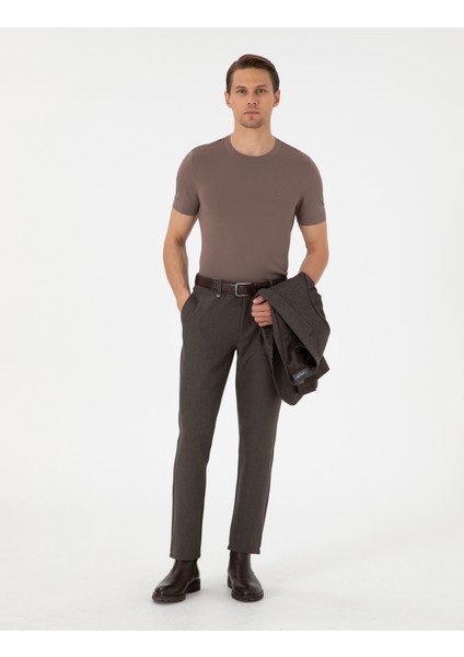 Erkek Kahverengi Slim Fit Kumaş Pantolon 50292959-VR029