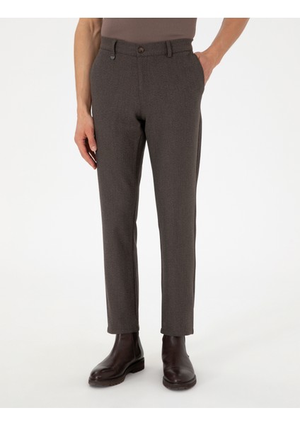 Erkek Kahverengi Slim Fit Kumaş Pantolon 50292959-VR029