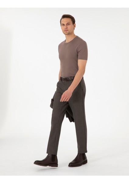 Erkek Kahverengi Slim Fit Kumaş Pantolon 50292959-VR029