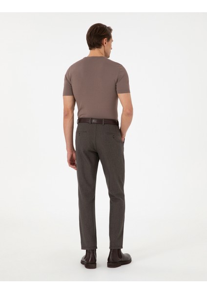 Erkek Kahverengi Slim Fit Kumaş Pantolon 50292959-VR029