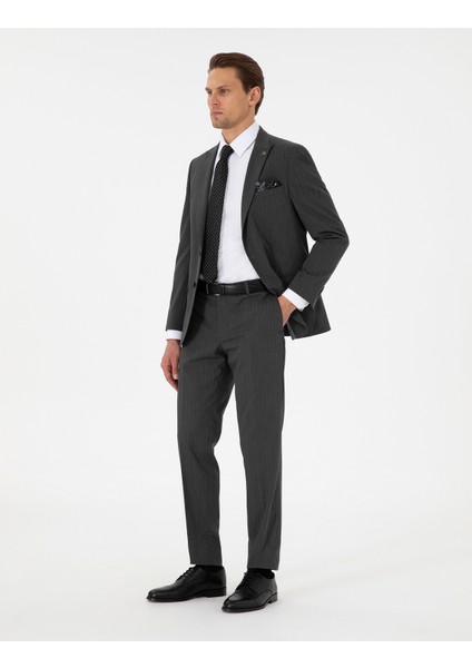 Erkek Antrasit Ex. Slim Fit Çizgili Takım Elbise 50306730-VR006