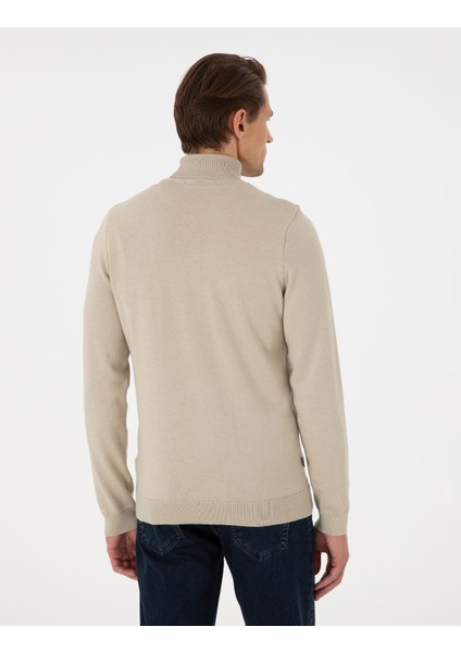 Erkek Kum Melanj Slim Fit Balıkçı Yaka Triko Kazak 50300507-VR123 indirimleri