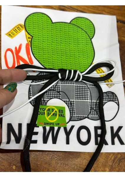 23X20 cm Fiyonk Ipli Newyork Yazılı Ayı Arma Dikiş Aplike modelleri