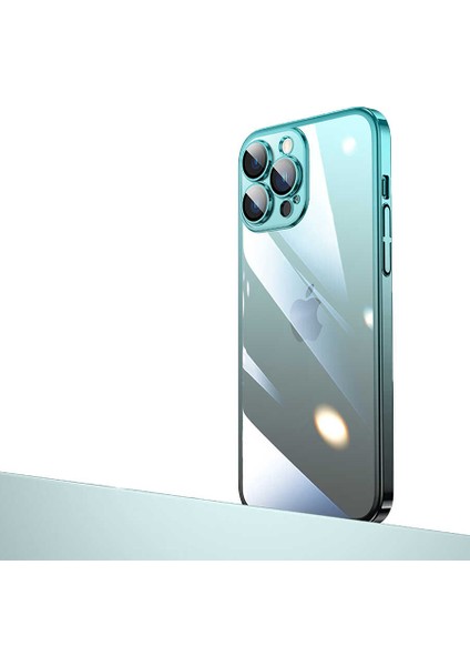 Apple iPhone 12 Pro Max Uyumlu Parlak Renk Geçişli Kamera Korumalı Senkron Kapak - Mavi - Siyah