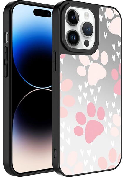 Apple iPhone 14 Pro Uyumlu Aynalı Desenli Kamera Korumalı Parlak Mirror Kapak - Pati