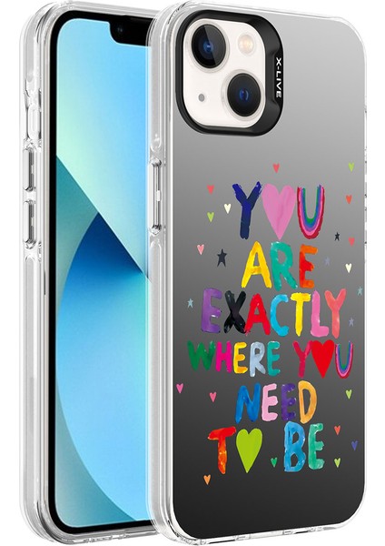 Apple iPhone 13 Uyumlu Desenli Silver Sert Kapak - You