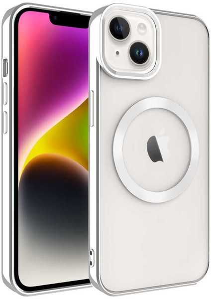 Apple iPhone 14 Uyumlu Magsafe Wireless Şarj Özellikli Setro Silikon - Gümüş