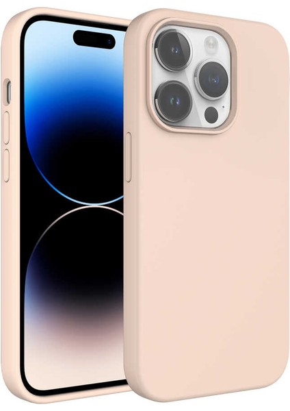 Apple iPhone 14 Pro Uyumlu Sıvı Teknolojili Silinebilir Sert Zore Kivi Kapak-Pembe Açık