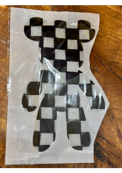 Ütü Ile Yapışan Taşlı Damalı Ayı Tgransfer Baskı Arma 26X16 cm modelleri