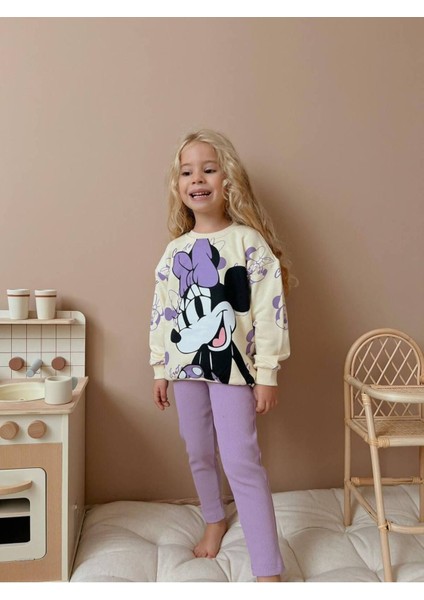 Yigit Butik Minnie Baskılı Taytlı Kız Çocuk Takım