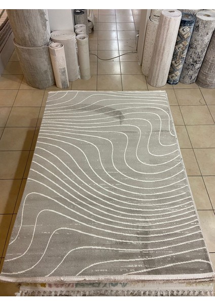 Karmen Halı Karmen Halı H01892 Cizgili Salon Halısı ( 160X230) -Bej