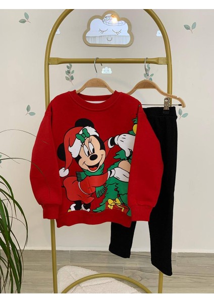 Yigit Butik Yılbaşı Baskılı Taytlı Kız Çocuk Alt Üst Takım