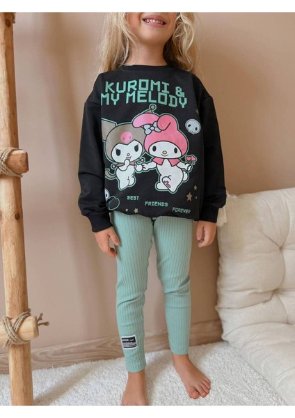 Yigit Butik Kuromi Baskılı Taytlı Kız Çocuk Takım