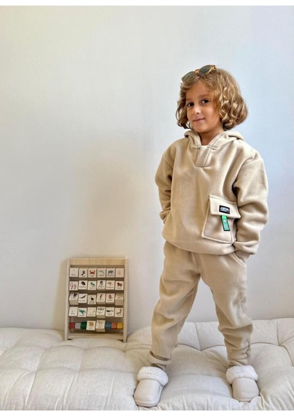 Polar Kumaş Kapşonlu Erkek Çocuk Takım